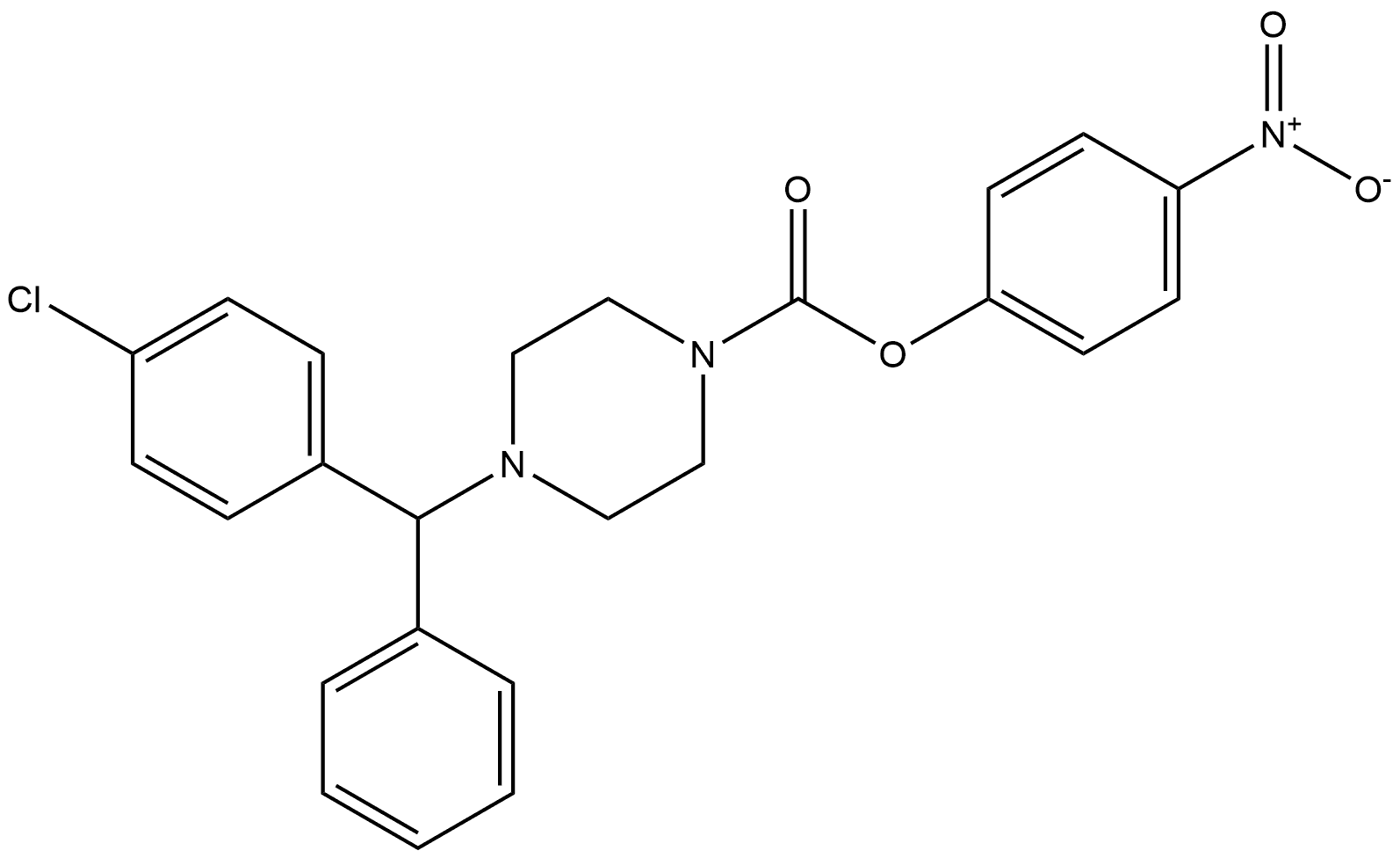 1-Piperazinecarboxylic acid, 4-[(4-chlorophenyl)phenylmethyl]-, 4-nitrophenyl ester Struktur