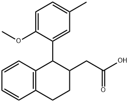 2-(1-(2-Methoxy-5-methylphenyl)-1,2,3,4-tetrahydronaphthalen-2-yl)acetic acid 化学構造式