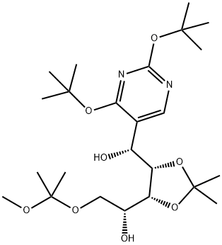 D-Ribitol, 1-C-[2,4-bis(1,1-dimethylethoxy)-5-pyrimidinyl]-5-O-(1-methoxy-1-methylethyl)-2,3-O-(1-methylethylidene)-, (1R)- Struktur