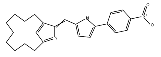 12-Azabicyclo[9.2.1]tetradeca-11,14-diene, 13-[[5-(4-nitrophenyl)-1H-pyrrol-2-yl]methylene]-,63202-74-4,结构式