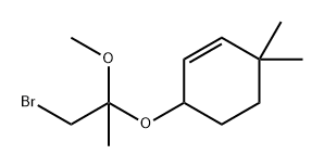 Cyclohexene, 6-(2-bromo-1-methoxy-1-methylethoxy)-3,3-dimethyl- 结构式