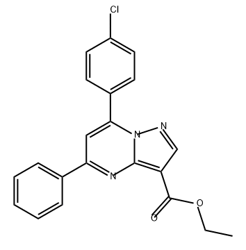 Pyrazolo[1,5-a]pyrimidine-3-carboxylic acid, 7-(4-chlorophenyl)-5-phenyl-, ethyl ester 结构式