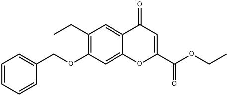Ethyl 7-(benzyloxy)-6-ethyl-4-oxo-4H-chromene-2-carboxylate Struktur