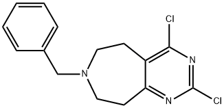 5H-Pyrimido[4,5-d]azepine, 2,4-dichloro-6,7,8,9-tetrahydro-7-(phenylmethyl)- Struktur