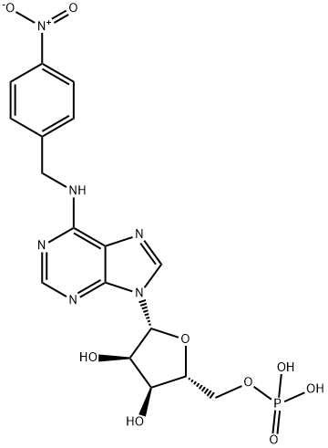 ((2R,3S,4R,5R)-3,4-Dihydroxy-5-(6-((4-nitrobenzyl)amino)-9H-purin-9-yl)tetrahydrofuran-2-yl)methyl dihydrogen phosphate Structure