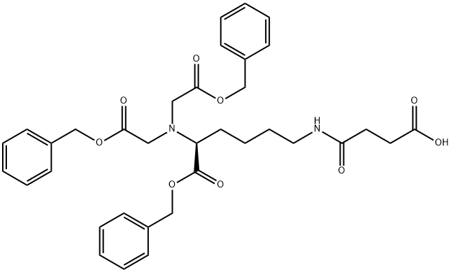 L-赖氨酸,N6-(3-羧基-1-氧代丙基)-N2,N2-双[2-氧代-2-(苯基甲氧基)乙基]-,1-(苯基甲基)酯,637331-50-1,结构式