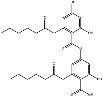 63744-96-7 Benzoic acid, 2,4-dihydroxy-6-(2-oxoheptyl)-, 4-carboxy-3-hydroxy-5-(2-oxoheptyl)phenyl ester