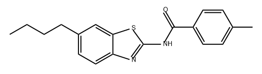 N-(6-丁基-2-苯并噻唑基)-4-甲基苯甲酰胺 结构式