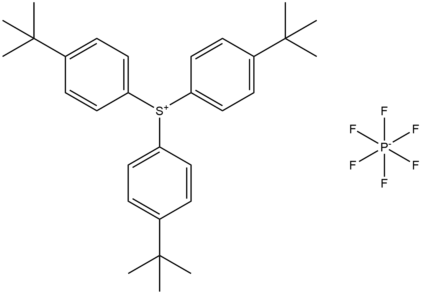 tris(4-tert-butylphenyl)sulfanium  hexafluorophosphate 化学構造式