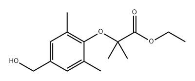 2-(4-(羟甲基)-2,6-二甲基苯氧基)-2-甲基丙酸乙酯, 639784-18-2, 结构式