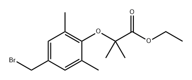 Propanoic acid, 2-[4-(bromomethyl)-2,6-dimethylphenoxy]-2-methyl-, ethyl ester 化学構造式