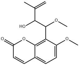 2H-1-Benzopyran-2-one, 8-(2-hydroxy-1-methoxy-3-methyl-3-buten-1-yl)-7-methoxy-,6432-67-3,结构式