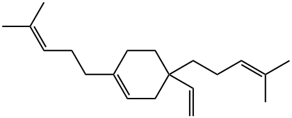 Cyclohexene, 4-ethenyl-1,4-bis(4-methyl-3-penten-1-yl)- Structure