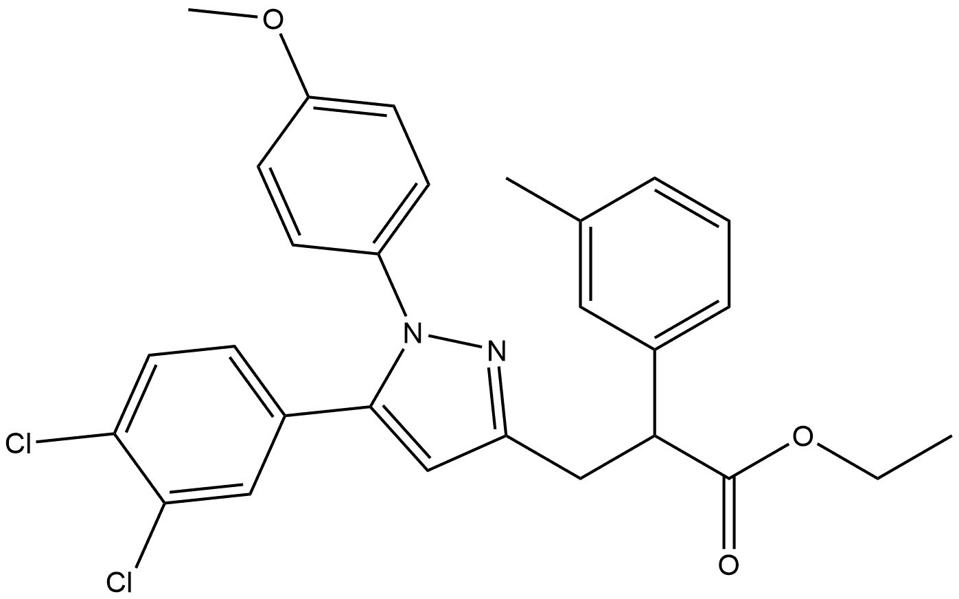 1H-Pyrazole-3-propanoic acid, 5-(3,4-dichlorophenyl)-1-(4-methoxyphenyl)-α-(3-methylphenyl)-, ethyl ester|