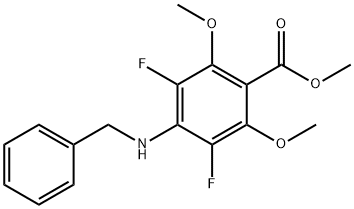 Benzoic acid, 3,5-difluoro-2,6-dimethoxy-4-[(phenylmethyl)amino]-, methyl ester Structure