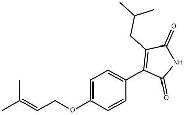1H-Pyrrole-2,5-dione, 3-[4-[(3-methyl-2-buten-1-yl)oxy]phenyl]-4-(2-methylpropyl)- 结构式