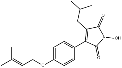 1H-Pyrrole-2,5-dione, 1-hydroxy-3-[4-[(3-methyl-2-buten-1-yl)oxy]phenyl]-4-(2-methylpropyl)- Structure