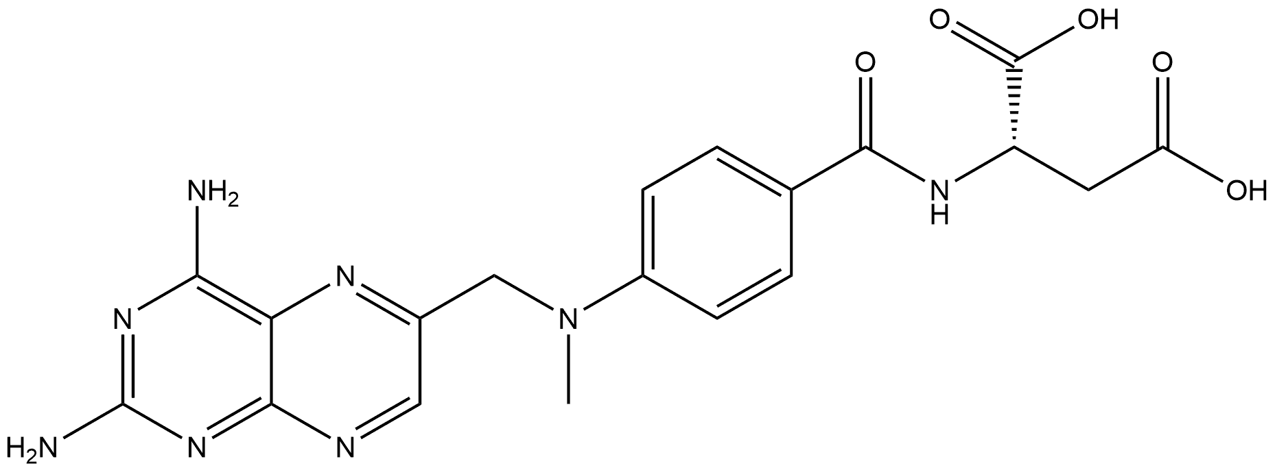 Aspartic acid, N-[4-[[(2,4-diamino-6-pteridinyl)methyl]methylamino]benzoyl]- Struktur