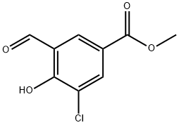 Benzoic acid, 3-chloro-5-formyl-4-hydroxy-, methyl ester Struktur