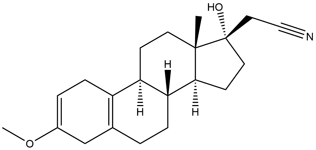 19-Norpregna-2,5(10)-diene-21-nitrile, 17-hydroxy-3-methoxy-, (17α)- 化学構造式