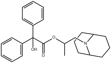 Hydroxydiphenylacetic acid=2-(9-azabicyclo[3.3.1]nonan-9-yl)-1-methylethyl ester Struktur