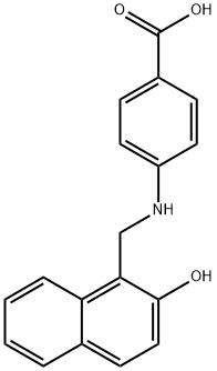 4-(((2-Hydroxynaphthalen-1-yl)methyl)amino)benzoic acid 化学構造式