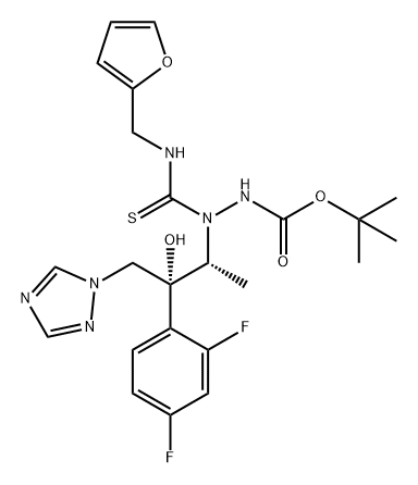 Hydrazinecarboxylic acid, 2-[(1R,2R)-2-(2,4-difluorophenyl)-2-hydroxy-1-methyl-3-(1H-1,2,4-triazol-1-yl)propyl]-2-[[(2-furanylmethyl)amino]thioxomethyl]-, 1,1-dimethylethyl ester|替格瑞洛杂质G