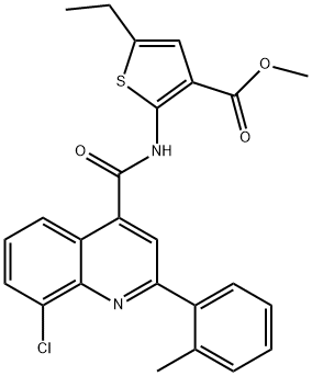 methyl 2-(8-chloro-2-(o-tolyl)quinoline-4-carboxamido)-5-ethylthiophene-3-carboxylate Structure