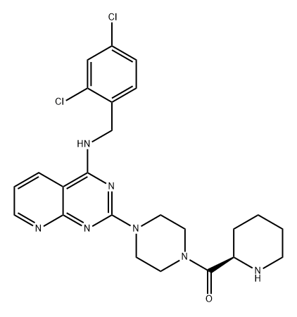 Methanone, [4-[4-[[(2,4-dichlorophenyl)methyl]amino]pyrido[2,3-d]pyrimidin-2-yl]-1-piperazinyl](2R)-2-piperidinyl- 结构式