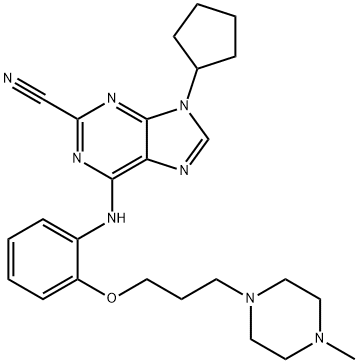 9H-Purine-2-carbonitrile, 9-cyclopentyl-6-[[2-[3-(4-methyl-1-piperazinyl)propoxy]phenyl]amino]- Structure
