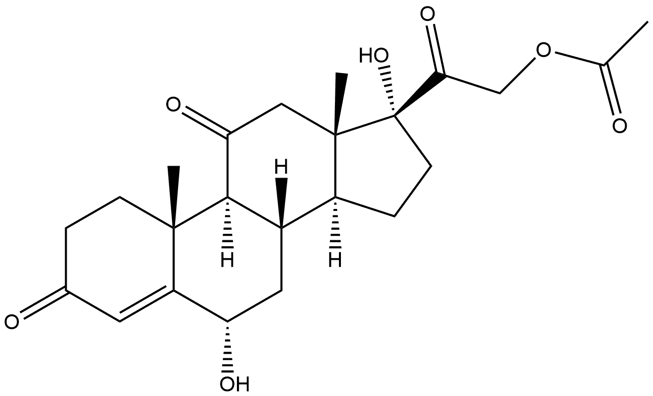 11-Dehydro-6α,17-dihydroxy-corticosterone 21-Acetate, 66978-87-8, 结构式