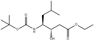 Heptanoic acid, 4-[[(1,1-dimethylethoxy)carbonyl]amino]-3-hydroxy-6-methyl-, ethyl ester, (3S,4S)- Structure