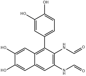 Formamide, N,N'-[1-(3,4-dihydroxyphenyl)-6,7-dihydroxy-2,3-naphthalenediyl]bis- (9CI) 化学構造式