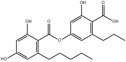 Benzoic acid, 2,4-dihydroxy-6-pentyl-, 4-carboxy-3-hydroxy-5-propylphenyl ester,67121-42-0,结构式