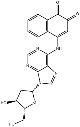 4-((9-((2R,4S,5R)-4-Hydroxy-5-(hydroxymethyl)tetrahydrofuran-2-yl)-9H-purin-6-yl)amino)naphthalene-1,2-dione Struktur