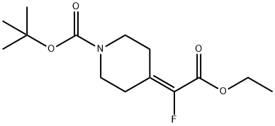 1-Piperidinecarboxylic acid, 4-(2-ethoxy-1-fluoro-2-oxoethylidene)-, 1,1-dimethylethyl ester Struktur