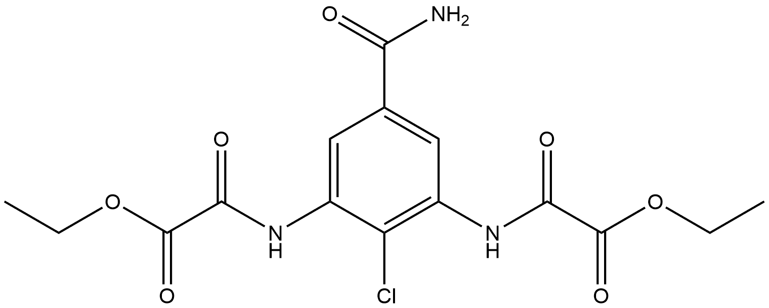 Acetic acid, 2,2′-[[5-(aminocarbonyl)-2-chloro-1,3-phenylene]diimino]bis[2-oxo-, diethyl ester Struktur