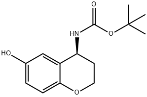 Carbamic acid, [(4S)-3,4-dihydro-6-hydroxy-2H-1-benzopyran-4-yl]-, 1,1-dimethylethyl ester (9CI) 化学構造式