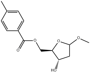 Methyl 2-deoxy-5-O-toluoyl-L-ribofuranoside 化学構造式