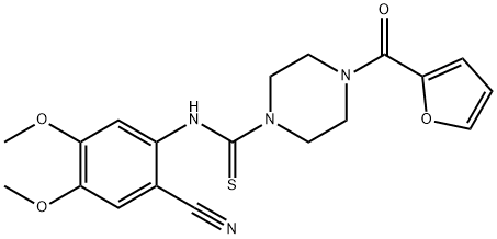 N-(2-Cyano-4,5-dimethoxyphenyl)-4-(furan-2-carbonyl)piperazine-1-carbothioamide,67817-56-5,结构式