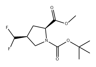 1,2-Pyrrolidinedicarboxylic acid, 4-(difluoromethyl)-, 1-(1,1-dimethylethyl) 2-methyl ester, (2S,4S)- 结构式