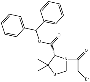 4-Thia-1-azabicyclo[3.2.0]heptane-2-carboxylic acid, 6-bromo-3,3-dimethyl-7-oxo-, diphenylmethyl ester, (2S)- Structure