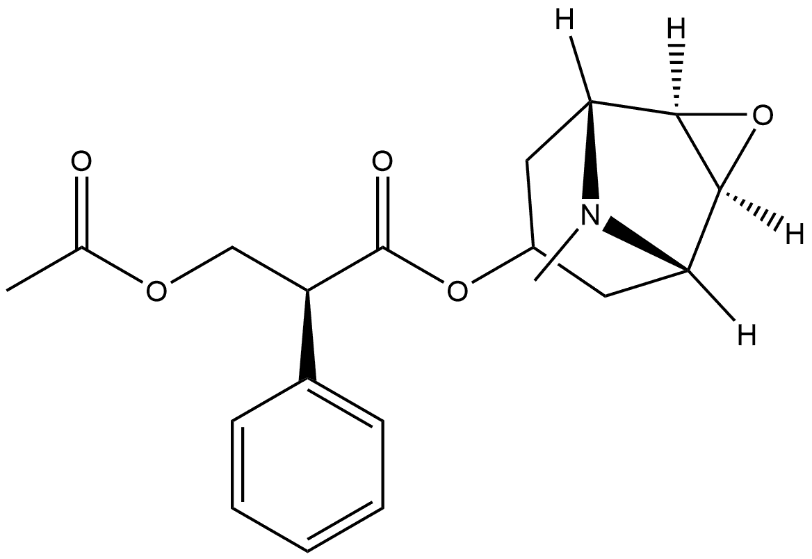 Benzeneacetic acid, α-[(acetyloxy)methyl]-, (1R,2R,4S,5S,7-endo)-9-methyl-3-oxa-9-azatricyclo[3.3.1.02,4]non-7-yl ester, (αS)- Structure