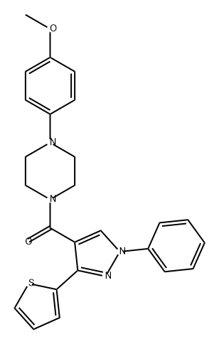 Methanone, [4-(4-methoxyphenyl)-1-piperazinyl][1-phenyl-3-(2-thienyl)-1H-pyrazol-4-yl]-|(4-(4-甲氧基苯基)哌嗪-1-基)(1-苯基-3-(噻吩-2-基)-1H-吡唑-4-基)甲酮