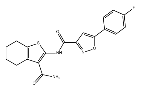 N-(3-氨基-4,5,6,7-四氢苯并[B]噻吩-2-基)-5-(4-氟苯基)异恶唑-3-甲酰胺, 688050-42-2, 结构式