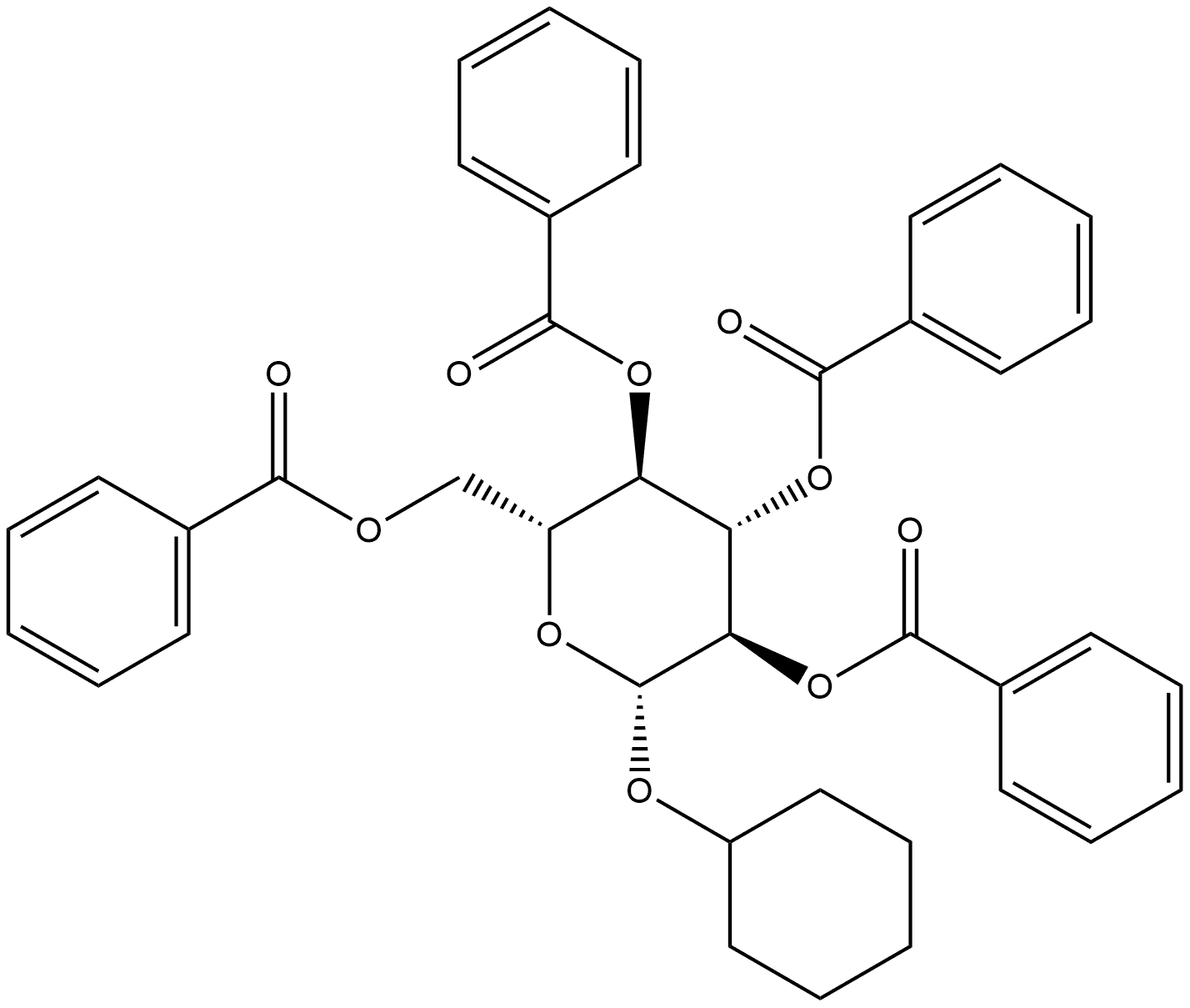 β-D-Glucopyranoside, cyclohexyl, 2,3,4,6-tetrabenzoate Structure