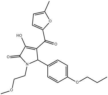 2H-Pyrrol-2-one, 1,5-dihydro-3-hydroxy-1-(2-methoxyethyl)-4-[(5-methyl-2-furanyl)carbonyl]-5-(4-propoxyphenyl)-|3-羟基-1-(2-甲氧基乙基)-4-(5-甲基呋喃-2-羰基)-5-(4-丙氧基苯基)-2,5-二氢-1H-吡咯-2-酮