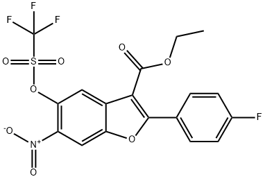 Ethyl 2-(4-fluorophenyl)-6-nitro-5-(((trifluoromethyl)sulfonyl)oxy)benzofuran-3-carboxylate,691857-51-9,结构式