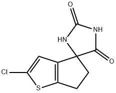 Spiro[4H-cyclopenta[b]thiophene-4,4'-imidazolidine]-2',5'-dione, 2-chloro-5,6-dihydro-,69300-49-8,结构式
