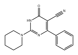 5-Pyrimidinecarbonitrile, 1,6-dihydro-6-oxo-4-phenyl-2-(1-piperidinyl)- Structure
